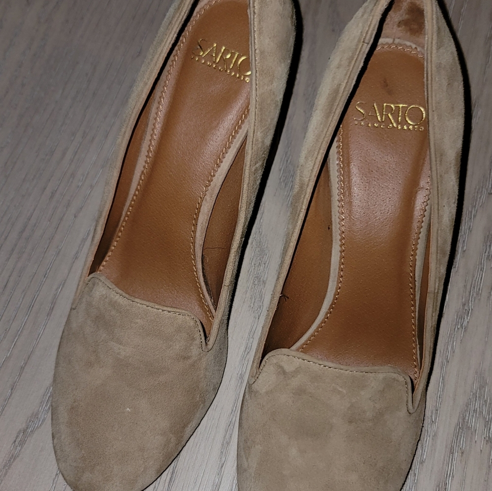 Franco Sarto Suede Block Heel Pumps